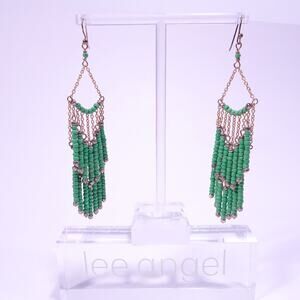 Neiman Marcus Lee Angel Women's Seed Bead Trapeze Fringe Drama Earrings NWT 125